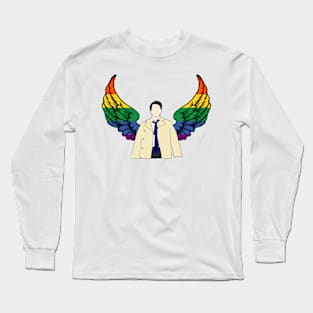 Castiel drawing with rainbow wings Long Sleeve T-Shirt